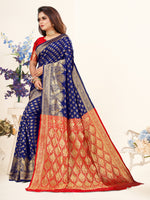 Thumbnail for Vedant Vastram Litchi Silk Designer Banarasi Saree - Blue - Distacart