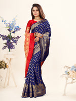 Thumbnail for Vedant Vastram Litchi Silk Designer Banarasi Saree - Blue - Distacart