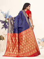 Thumbnail for Vedant Vastram Litchi Silk Designer Banarasi Saree - Blue - Distacart