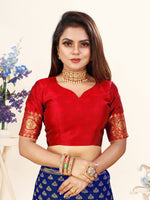 Thumbnail for Vedant Vastram Litchi Silk Designer Banarasi Saree - Blue - Distacart