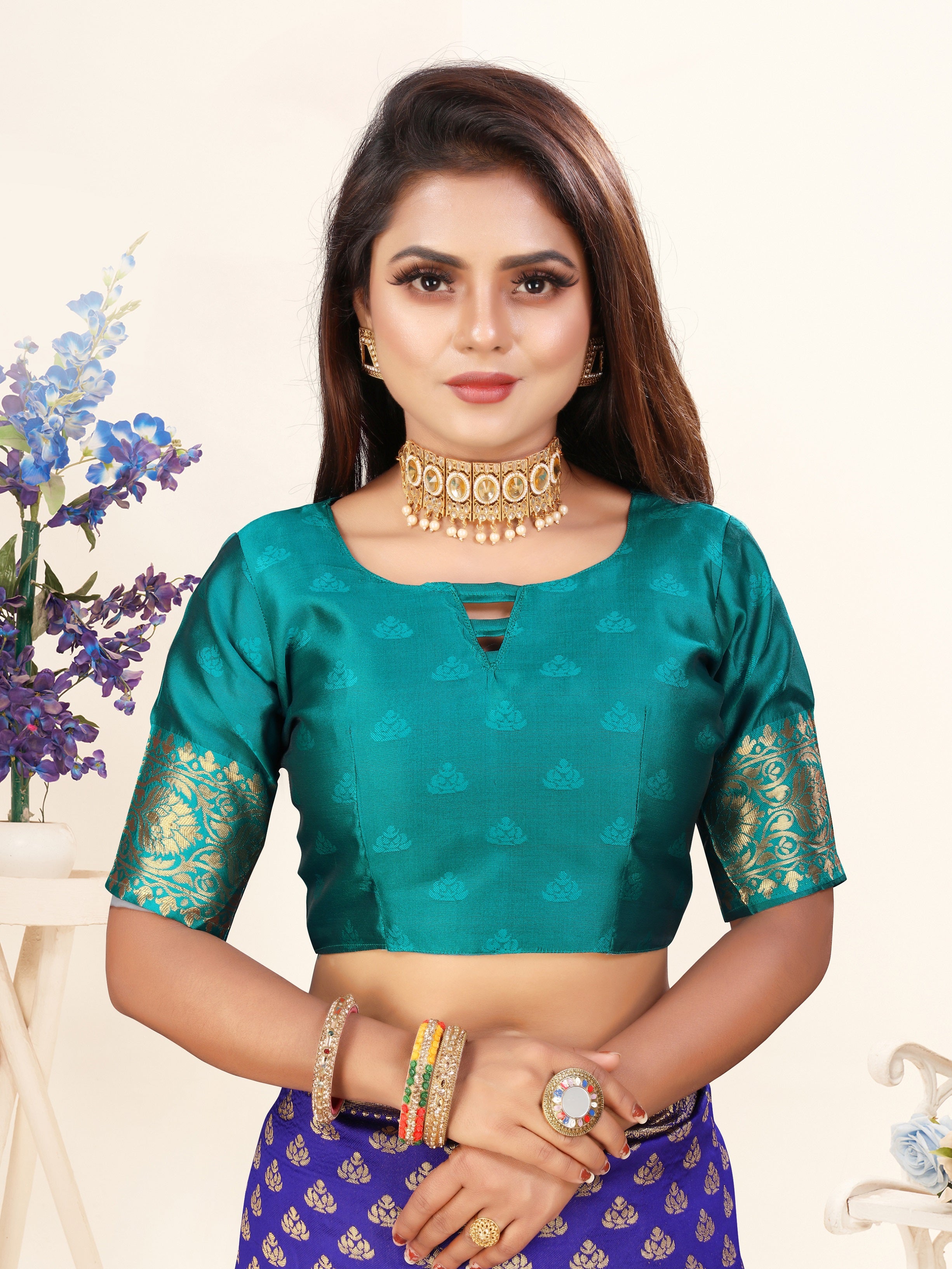 Vedant Vastram Litchi Silk Designer Banarasi Saree - Violate - Distacart