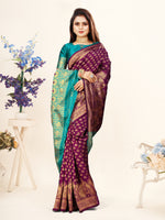 Thumbnail for Vedant Vastram Litchi Silk Designer Banarasi Saree - Wine - Distacart