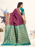 Thumbnail for Vedant Vastram Litchi Silk Designer Banarasi Saree - Wine - Distacart