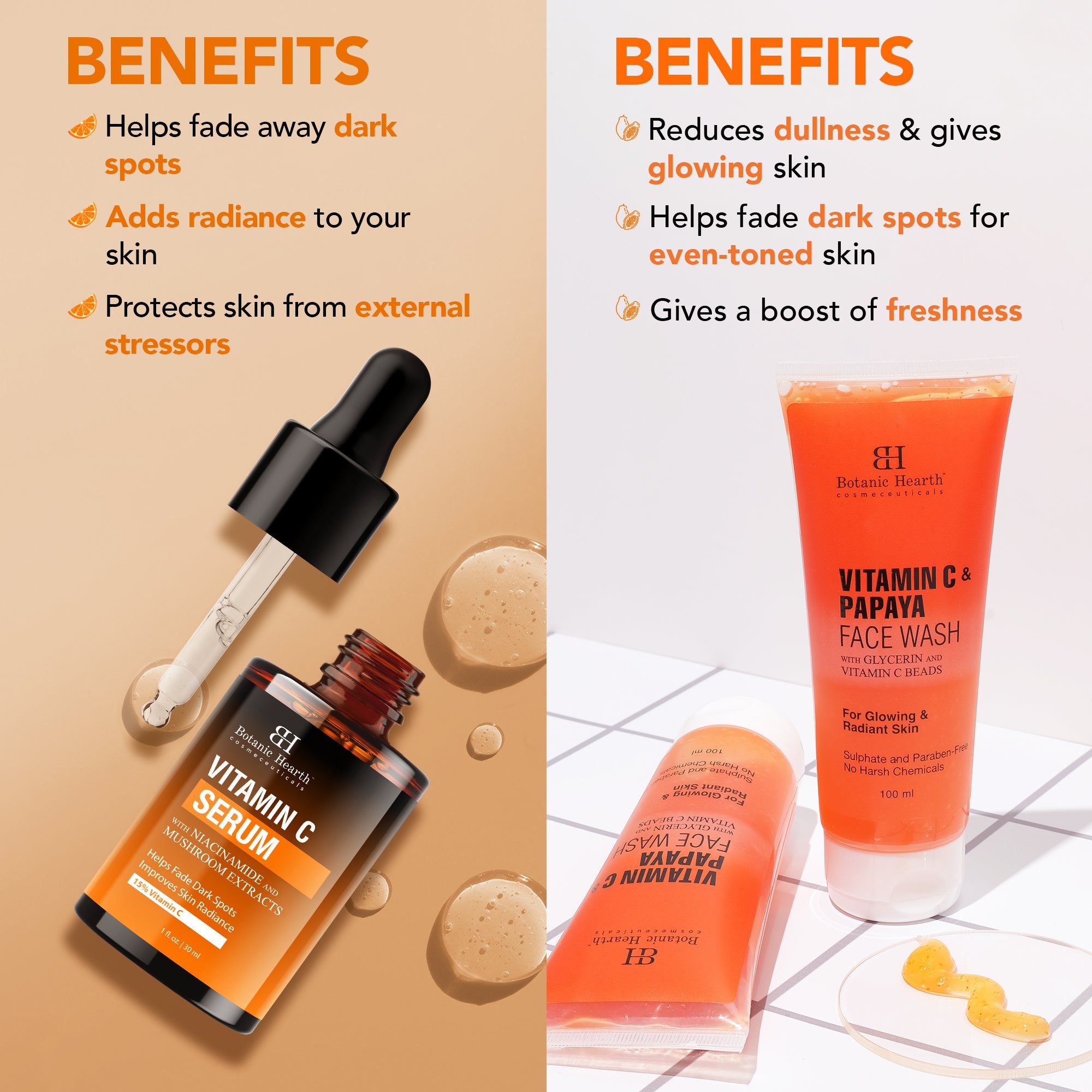 Botanic Hearth Vitamin C Serum & Vitamin C & Papaya Face Wash - Distacart