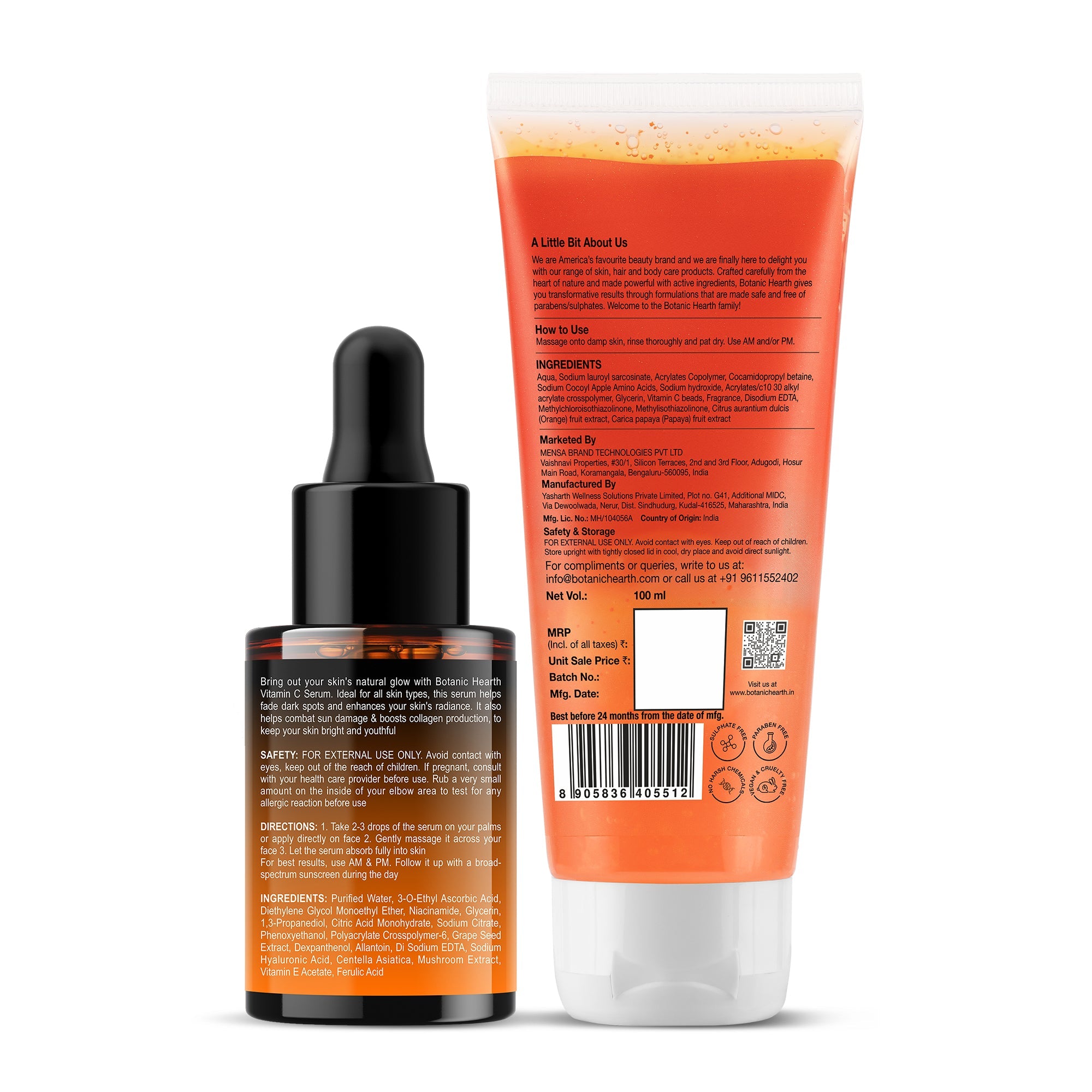 Botanic Hearth Vitamin C Serum & Vitamin C & Papaya Face Wash - Distacart