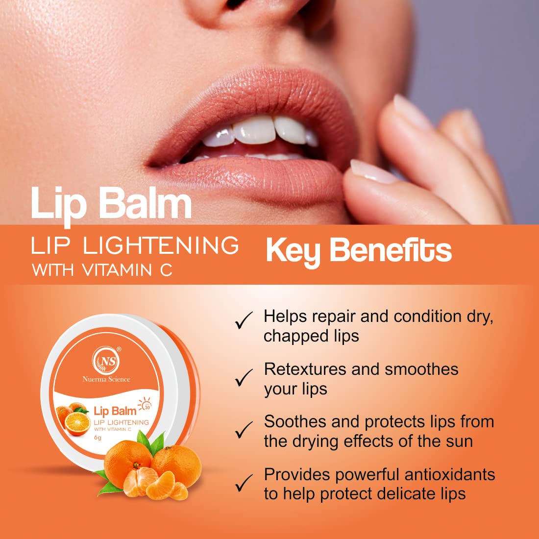 Nuerma Science Vitamin C Lip Balm | Nourishing, Hydrated & Soft Lips - 6gm Nuerma Science Vitamin C Lip Balm | Nourishing, Hydrated & Soft Lips - 6gm