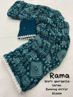 Thumbnail for Rama Poly Georgette Ethnic Motifs Saree with Unstitched Blouse - A2M - Distacart