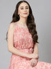 Souchii Peach Floral Fit & Flare Maxi - Dista