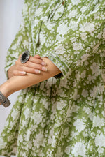 Thumbnail for Joban Fashion Green Floral Hand Block Printed Cotton Co-Ord Set - Distacart