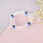 Thumbnail for NVR Men & Women Evil Eyetransparent Beaded Elasticated Bracelet - Distacart