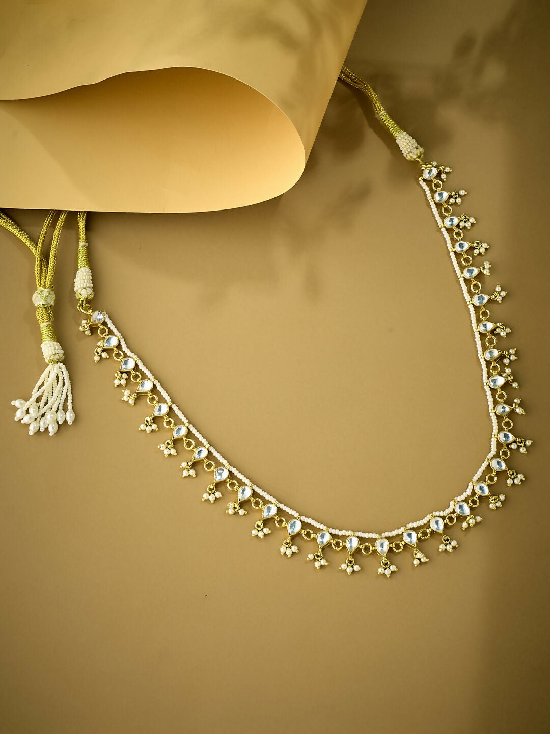 Nuyug 22K Gold-Plated Pearl Drops Matha Patti cum Necklace