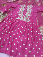 Thumbnail for Jyoti Fashion Pink Jari with Sequin Embroidered Georgette Semi Lehenga Choli with Dupatta - Distacart