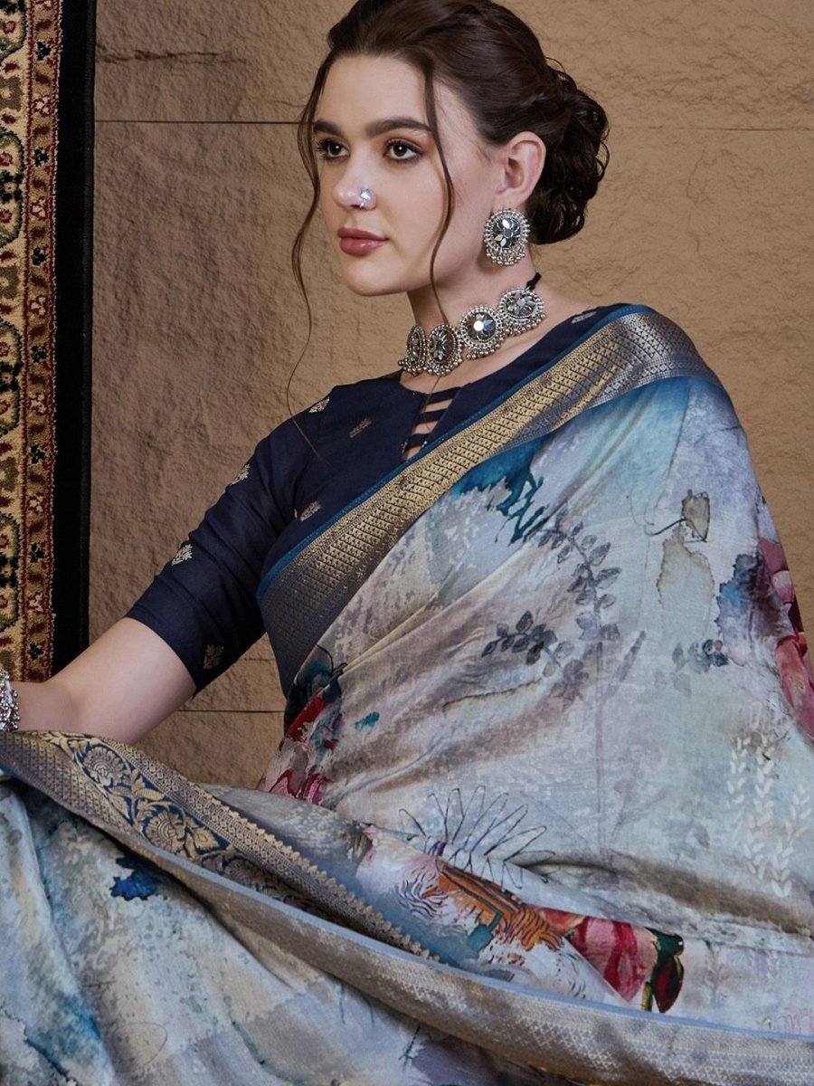 Anouk Floral Zari Silk Blend Sungudi Saree - Distacart