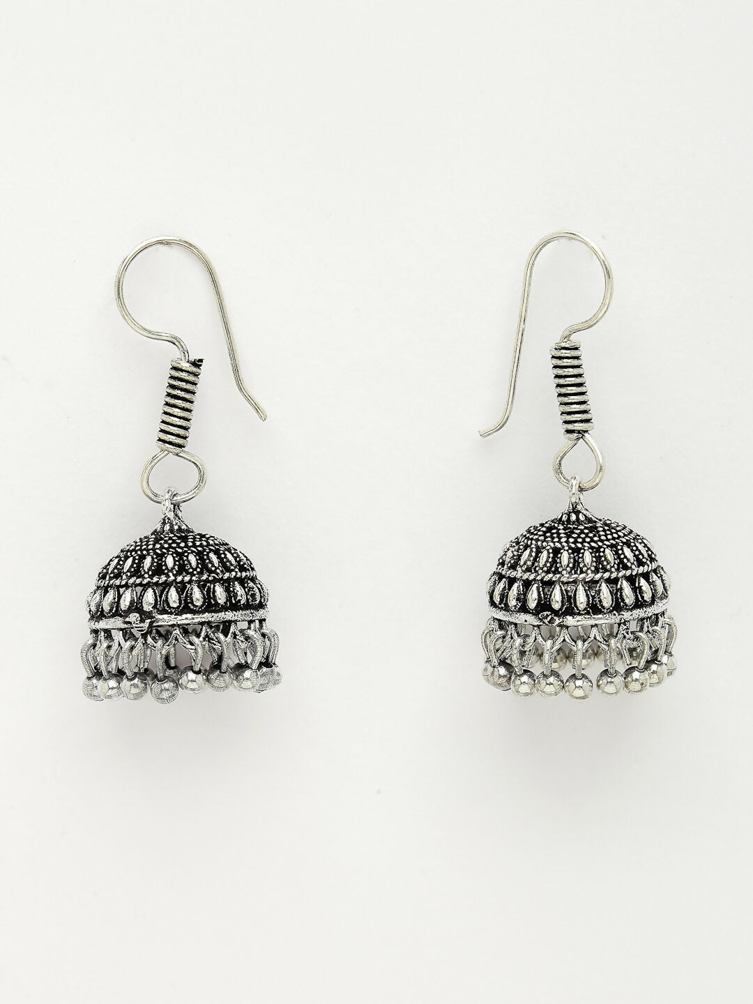 NVR Women's Silver-Toned Peacock Design Oxidized Necklace with Jhumka Earrings - Distacart