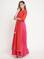 Thumbnail for Ahalyaa Women Dark Pink Crepe Khari Print Dress
