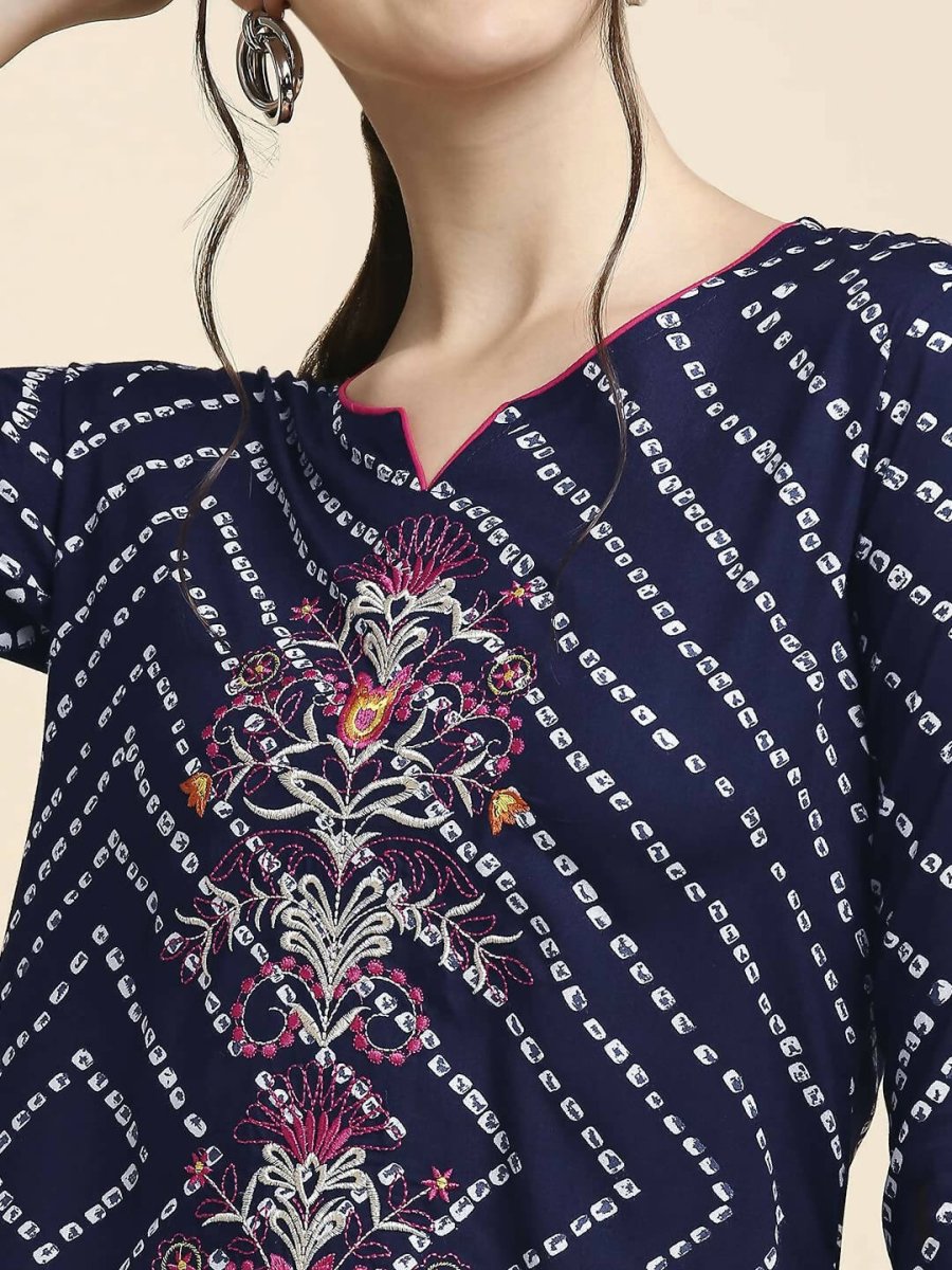 Anubhutee Women's Rayon Regular Straight Navy Blue Kurta - Distacart