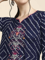 Thumbnail for Anubhutee Women's Rayon Regular Straight Navy Blue Kurta - Distacart