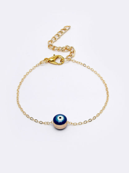 NVR Women Gold-Toned Blue Evil Eye Charm Bracelet - Distacart