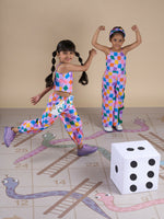 Thumbnail for Snakes and Ladders Girls Multi Color Rotary Print Jumpsuit from Siblings Collection - Distacart