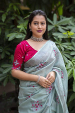 Thumbnail for Pine Pure Linen Ethnic Motifs Saree with Unstitched Blouse - Hiral Fashion - Distacart