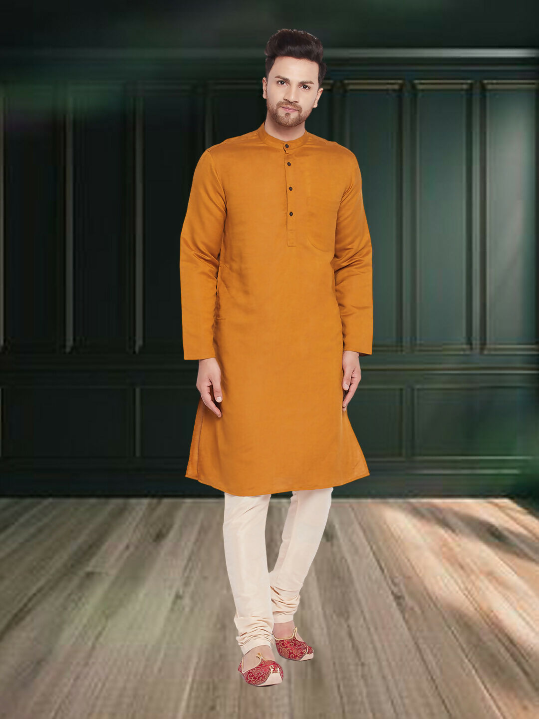 Even Apparels Men's Copper Coloured Linen Kurta - Distacart