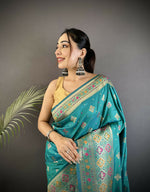 Thumbnail for Joban Fashion Turquoise Blue Geometric Pattern Soft Silk Patola Saree - Distacart