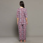 Thumbnail for Breathables Women Cotton Printed Loungewear Kurta And Pants Co-Ord Set Pink I Night Wear | Floral Print - Dista