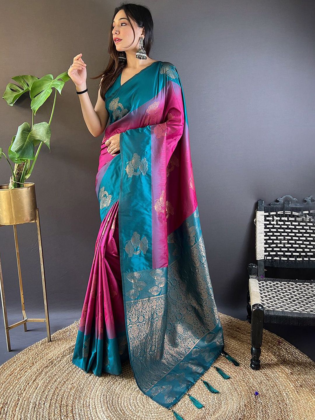 Mitera Woven Design Zari Tussar Saree - Distacart