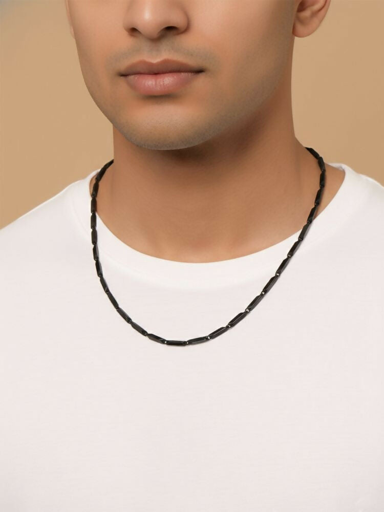NVR Men's Black Toned Silver plated chain - Distacart