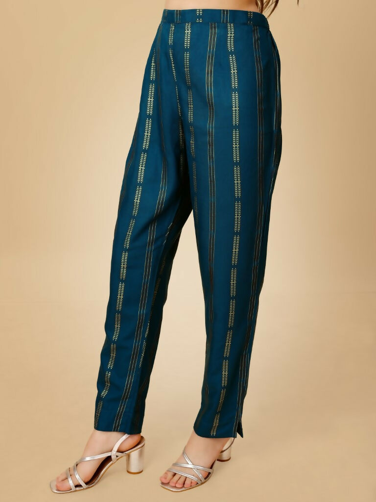 Jyoti Fashion Women's Navy Blue Viscose Rayon Embroidered Kurta Pant Set - Distacart