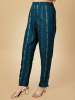 Thumbnail for Jyoti Fashion Women's Navy Blue Viscose Rayon Embroidered Kurta Pant Set - Distacart