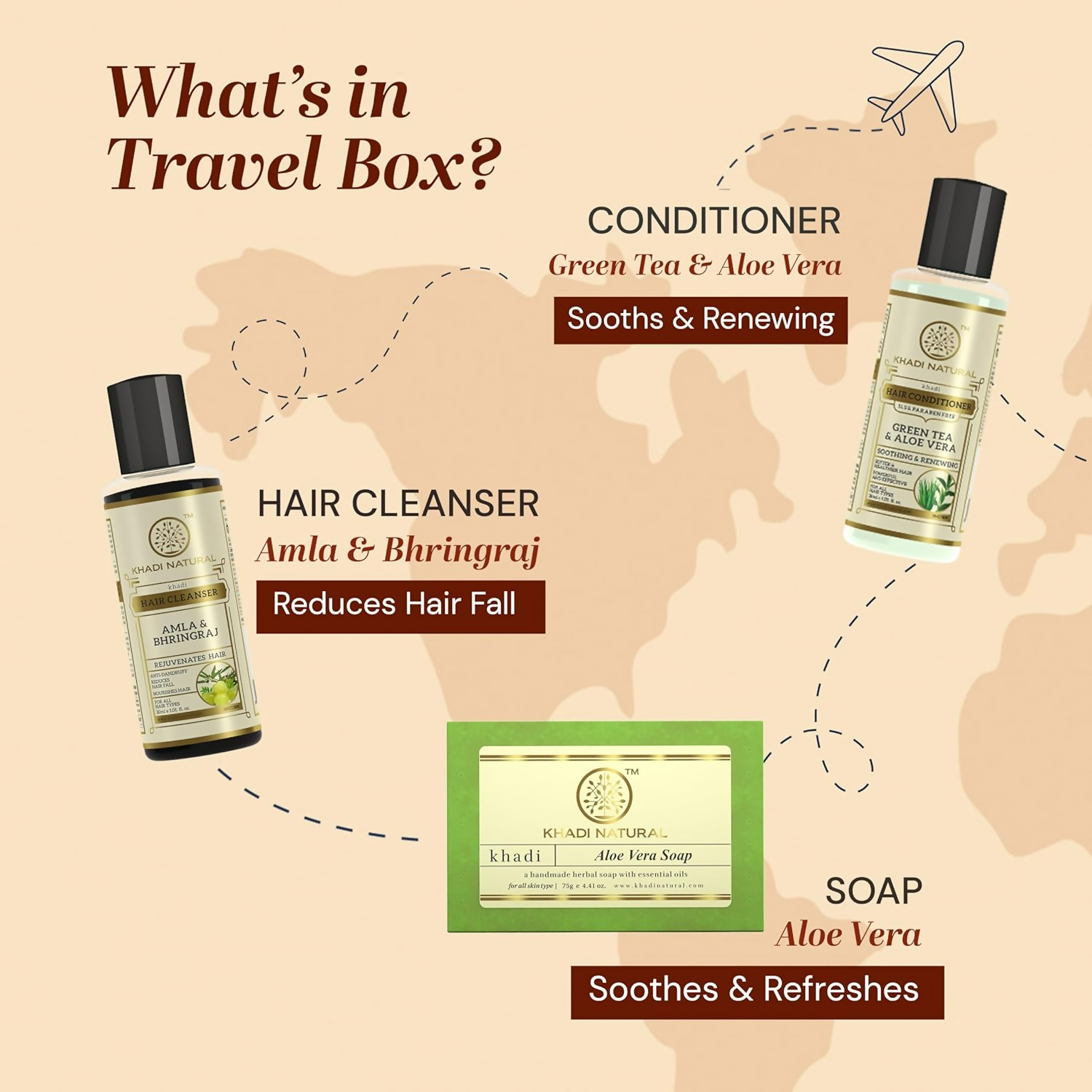 Khadi Natural Travel Kit Skincare & Haircare Essentials On-The-Go - Distacart