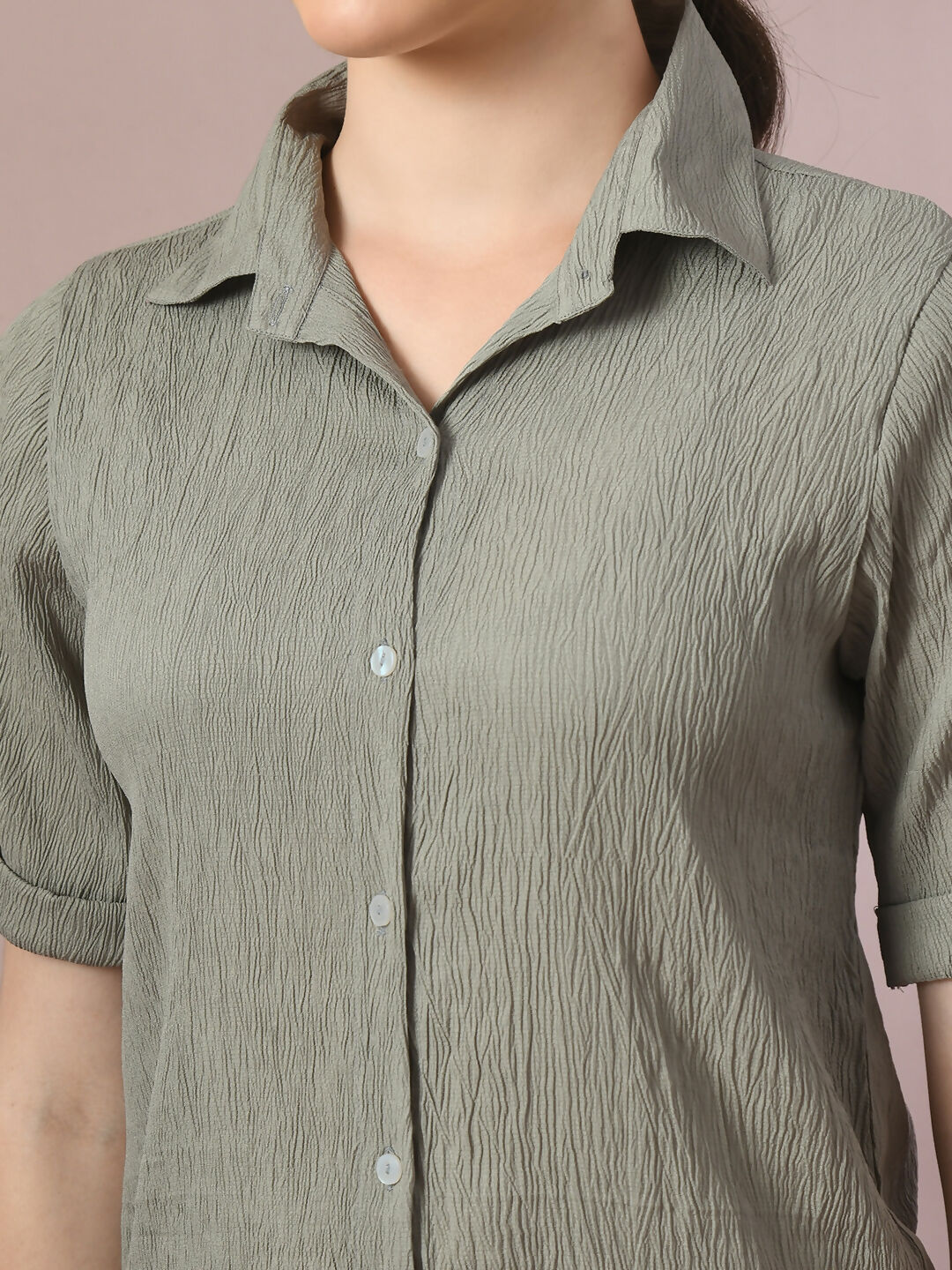 Myshka Women's Grey Solid Regular Fit Shirt - Distacart