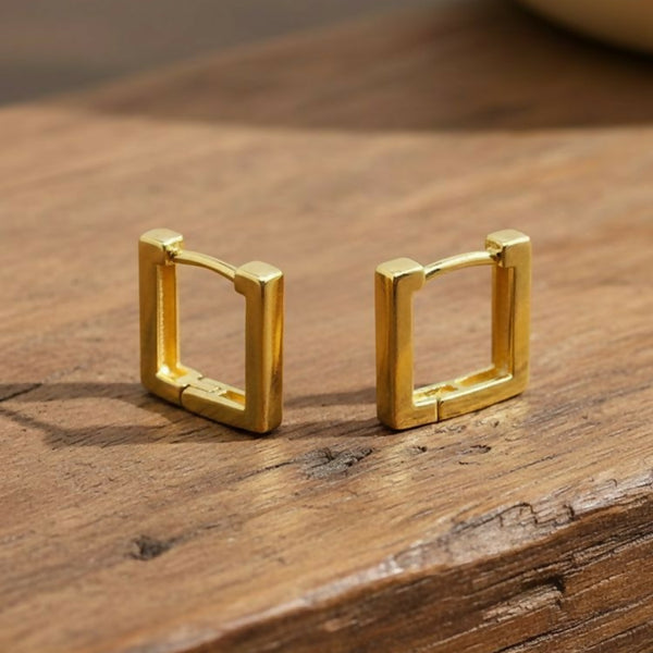 NVR Men's Gold Plated Geomatric Shaped Hoop Earrings - Distacart