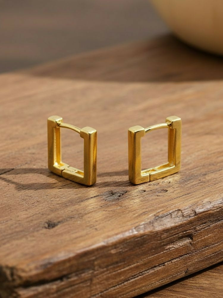NVR Men's Gold Plated Geomatric Shaped Hoop Earrings - Distacart