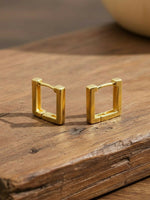 Thumbnail for NVR Men's Gold Plated Geomatric Shaped Hoop Earrings - Distacart
