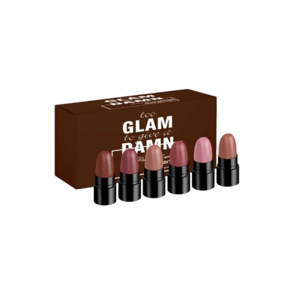 Ronzille Too Glam To Give A Damn Bullet Lipstick Set Of 6 - Nude Edition - Dista