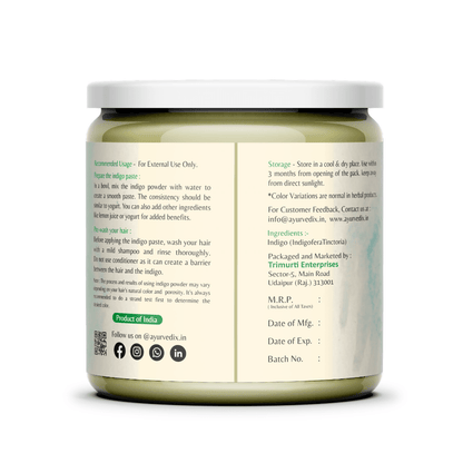 Ayurvedix Organic Indigo Powder - Natural Hair Colour - Distacart