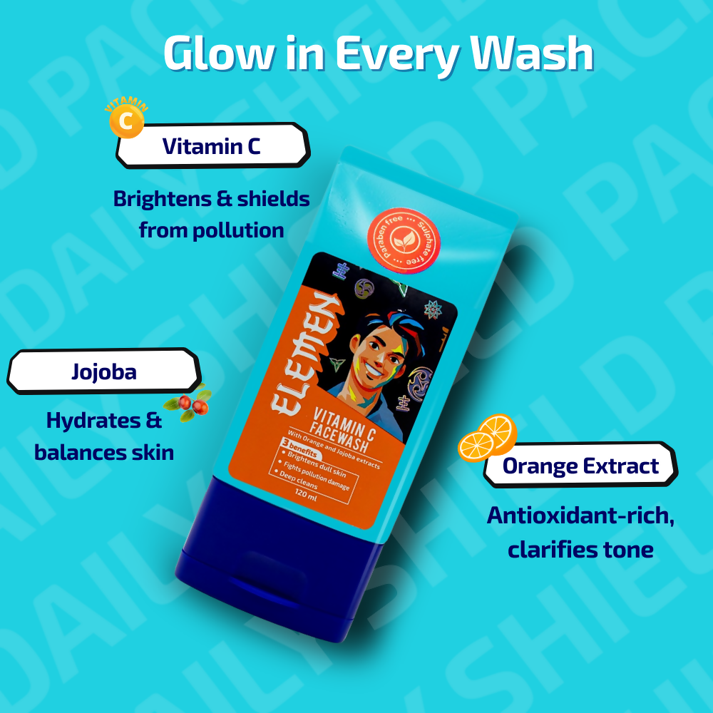 Elemen Daily Shield Pack: Facewash + Moisturiser + Sunscreen - Distacart