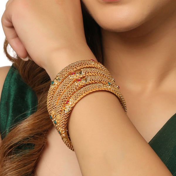NVR Women's Set of 4 Gold-Plated Traditional Bangles - Distacart