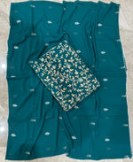 Thumbnail for KC Teal Blue Straight Suit For Women Georgette Fabric - Dista