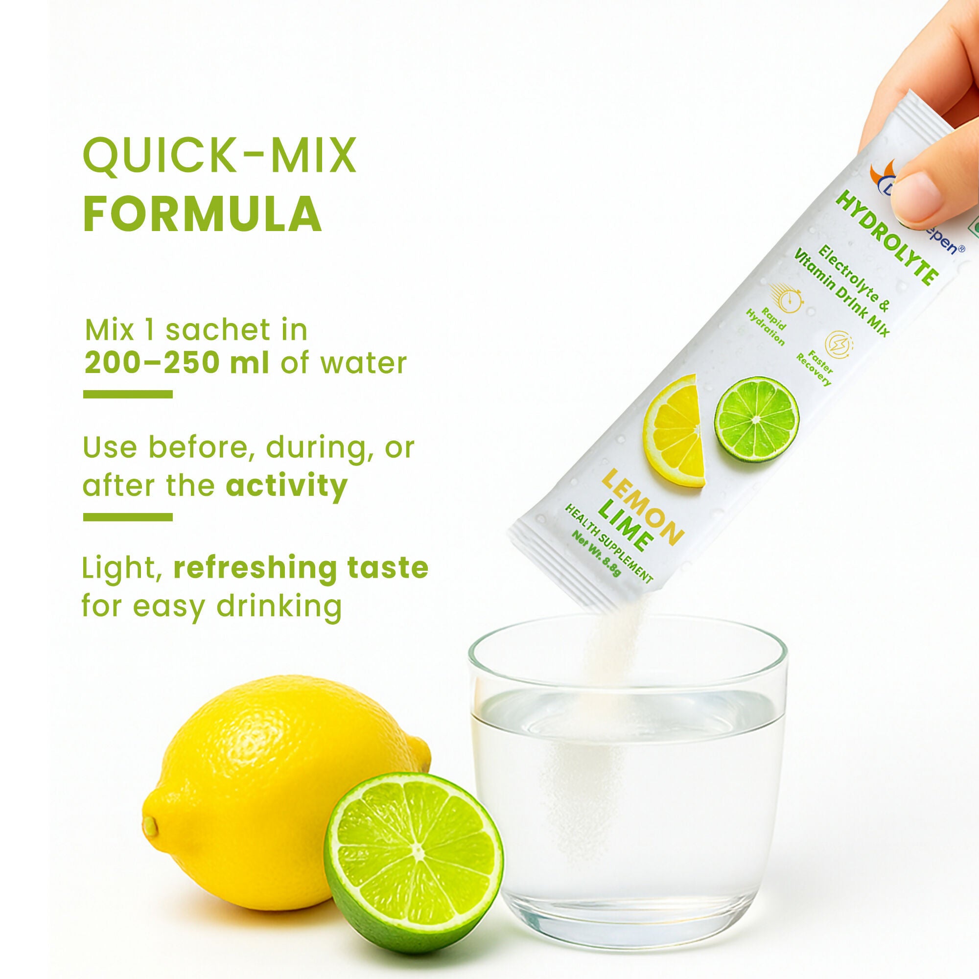 Dr. Morepen Hydrolyte Electrolyte & Vitamin Drink Mix - Lemon Lime - Distacart