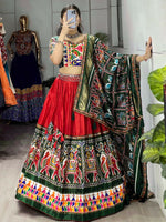 Thumbnail for Yash Enterprise Multicolor Dhola Silk Embroidery Semi Stitched Navratri Chaniya Choli - Dista