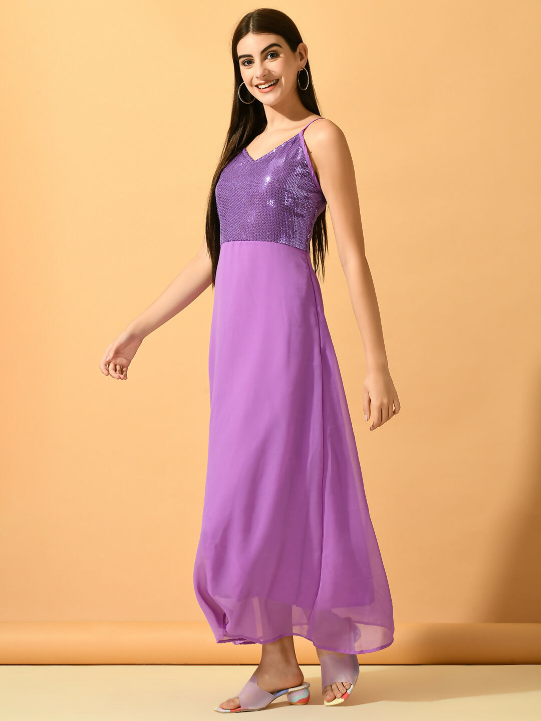 Myshka Women's Lavender Empire Party Dress - Distacart