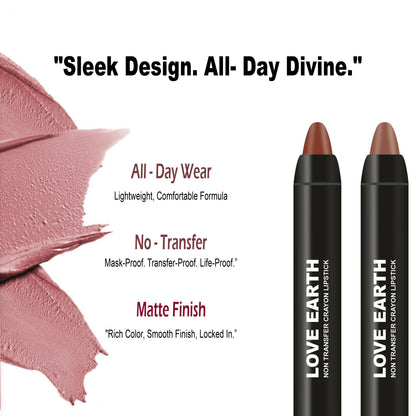 Love Earth Lip Crayon Non-Transfer Lipstick - Browns - Distacart