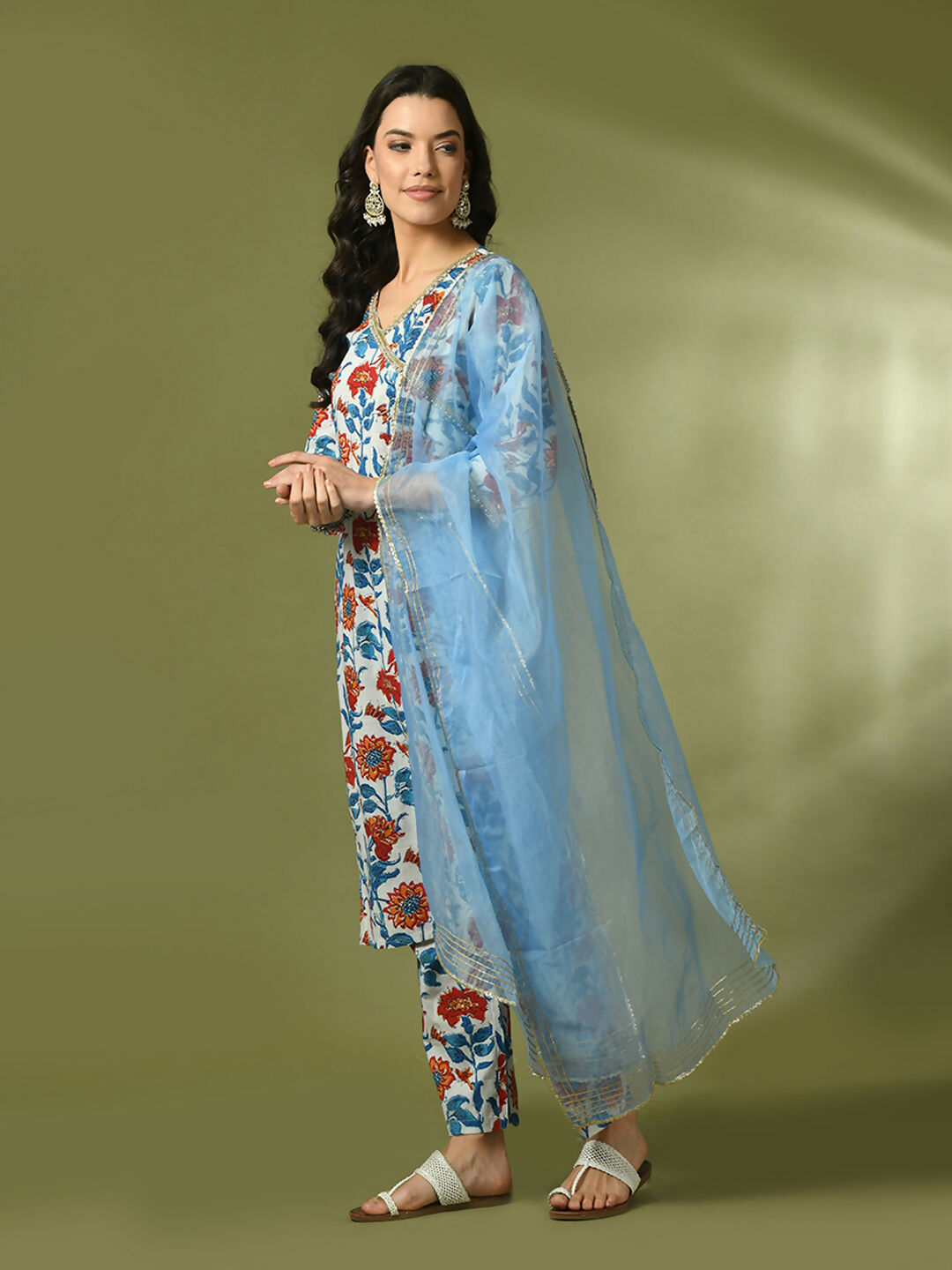 Myshka Women's Multi Printed Cotton Straight Party Kurta Set With Dupatta - Distacart