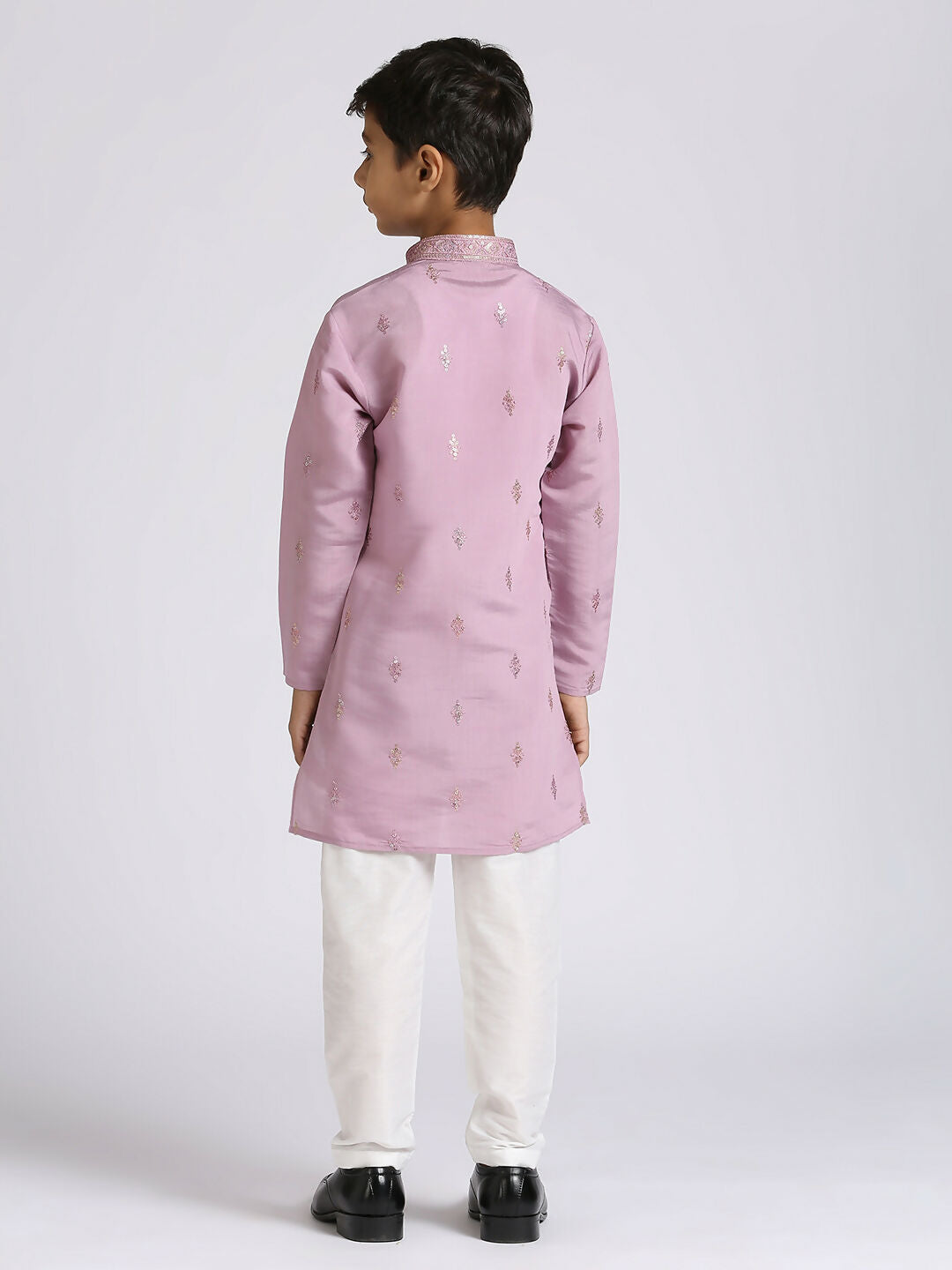 Joban Fashion Kids Island Traditional Ethnic Wear with Silk Sequence Embroidery Full Sleeves Kurta and Pyjama Set - Purple - Distacart