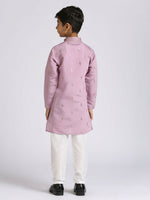 Thumbnail for Joban Fashion Kids Island Traditional Ethnic Wear with Silk Sequence Embroidery Full Sleeves Kurta and Pyjama Set - Purple - Distacart