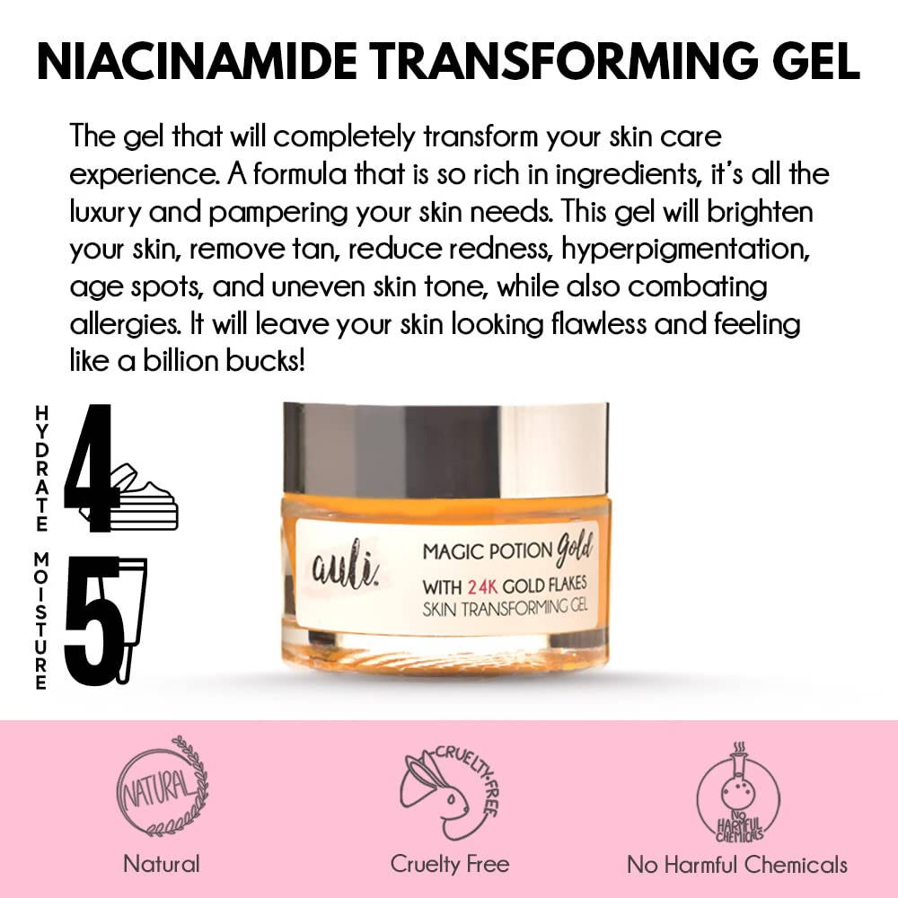 Auli Magic Potion Gold with 24k Gold Flakes - Skin Transforming Gel - Distacart