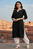 SRS Fashion Black Embroidered Rayon Straight Kurta Set - Dista